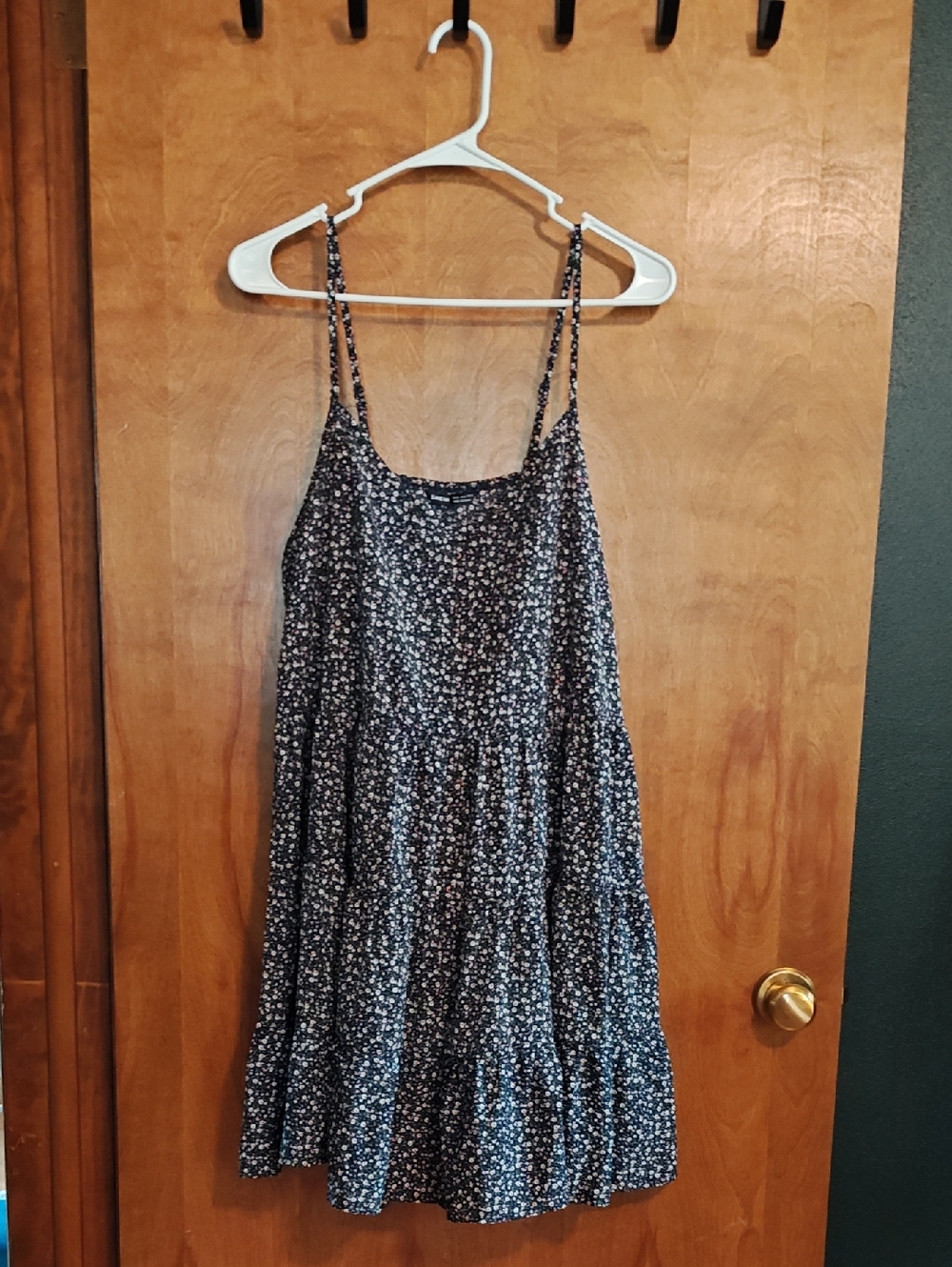 SHEIN Navy Floral Tiered Dress with Pink and White Blooms